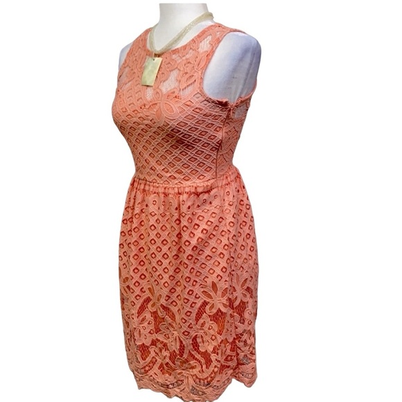 Lace Sweetheart Neck Lining Light Sherbet Dress - Picture 3 of 5